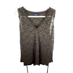 Rachel Rachel Roy Womens Blouse Black Gold 1X Nylon Blend Lace attached Tank
